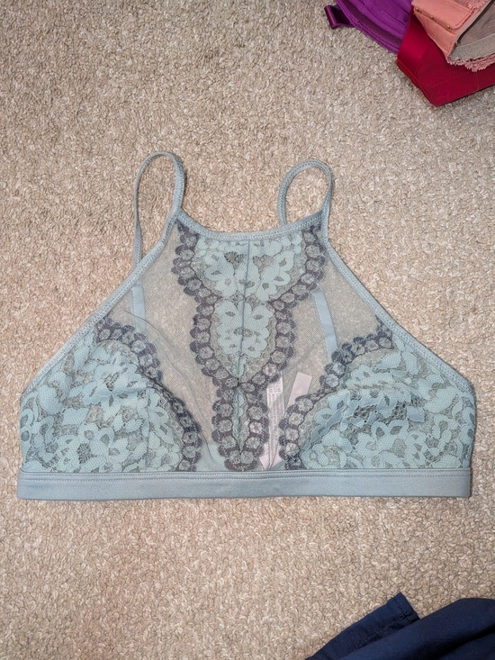 Victoria's Secret Other - Sheer Lace High-Neck Bralette in Light Sage Green